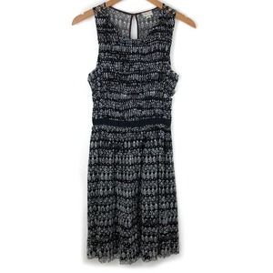 Anthropologie Dress Swiss Dots Black White Smocked Boho Fall Floral Postmark S